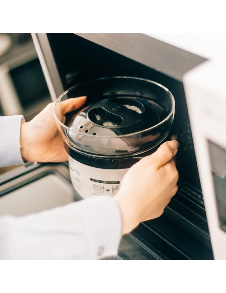 Olla de Arroz HARIO XRCN-2-B de Vidrio para Microondas 1-2 Tazas