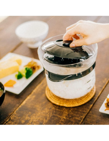 Olla de Arroz HARIO XRCN-2-B de Vidrio para Microondas 1-2 Tazas