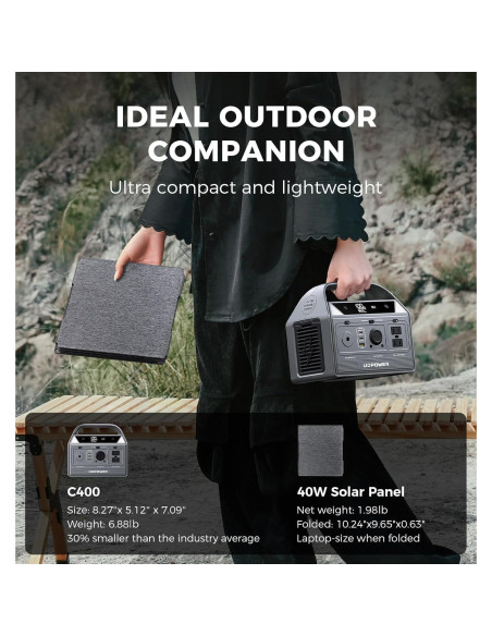 Generador Solar Portátil UDPOWER C400 + Panel Solar 40W