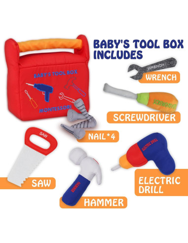 Juego de Herramientas de Peluche Apriciti 10 Piezas Rojo