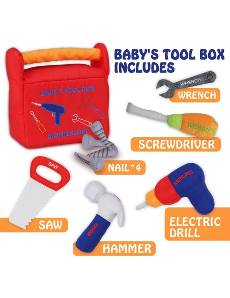 Juego de Herramientas de Peluche Apriciti 10 Piezas Rojo Juego de Herramientas de Peluche Apriciti 10 Piezas Rojo