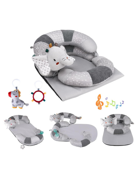 Almohada 3 en 1 Blublu Park para Bebés - Soporte Sentado Gris