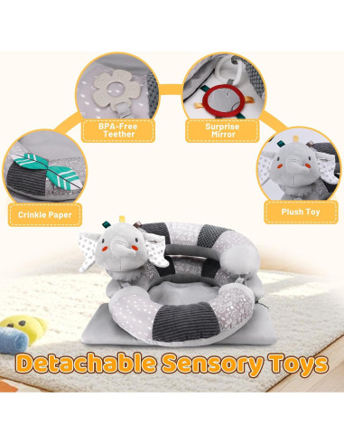 Almohada 3 en 1 Blublu Park para Bebés - Soporte Sentado Gris