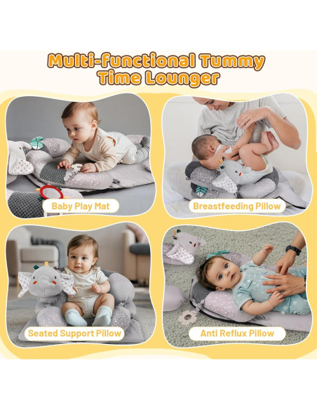 Almohada 3 en 1 Blublu Park para Bebés - Soporte Sentado Gris
