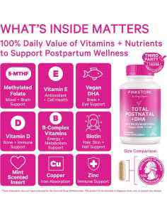 Vitaminas Postnatales Pink Stork - 60 Cápsulas con DHA y Hierro 2