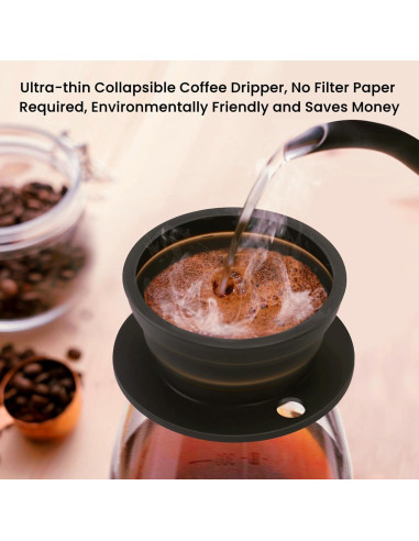 Hervidor Eléctrico Plegable DOFQQG + Dripper de Café Portátil