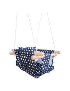 Columpio para Bebés Genérico de Lona y Madera Azul Zigzag