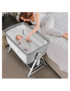 Cuna de Lado Cowiewie P-800L Ajustable 7 Alturas Gris