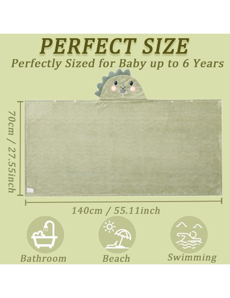 Toalla de Baño con Capucha KLHYIT 70x140 cm Dinosaurio + Elefante