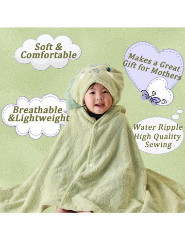 Toalla de Baño con Capucha KLHYIT 70x140 cm Dinosaurio + Elefante