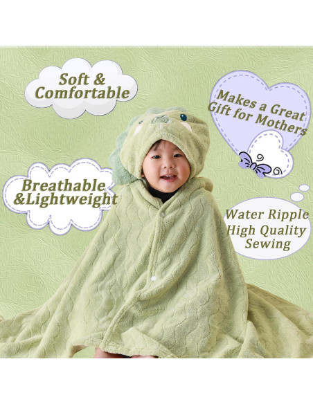 Toalla de Baño con Capucha KLHYIT 70x140 cm Dinosaurio + Elefante