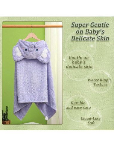 Toalla de Baño con Capucha KLHYIT 70x140 cm Dinosaurio + Elefante