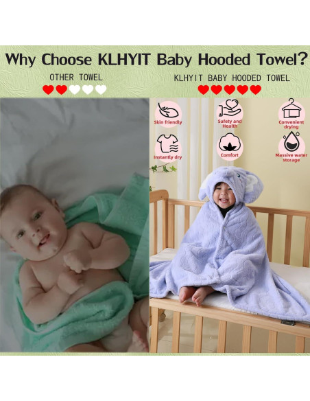 Toalla de Baño con Capucha KLHYIT 70x140 cm Dinosaurio + Elefante