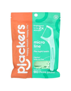 Hilo Dental Menta Plackers Micro 90 Unidades Refresca Aliento