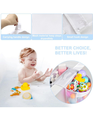 Organizador de Juguetes de Baño Cerpourt 26.5L Malla Secado Rápido