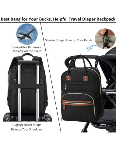 Mochila para Pañales Tenot Negra 19L Impermeable Multifuncional