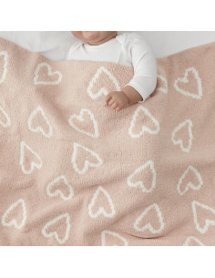 Manta Chenille Suave CREVENT 101.6x76.2cm Corazón Rosa 2