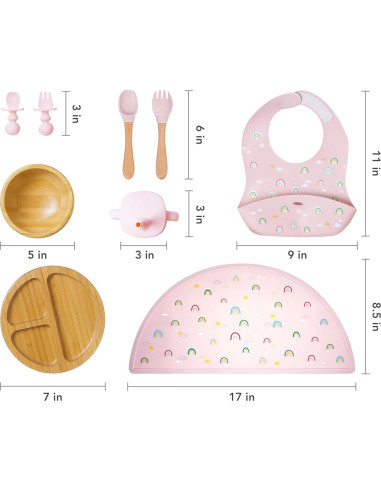 Juego de Alimentación de Bambú Feed Me Fun Rosa - 6 meses+