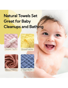 Paños de Baño MUKIN para Bebés - Algodón Suave, 12 Unidades 2