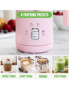 Espumador de Leche Eléctrico GreenLife 0.29L Rosa 4-en-1 2