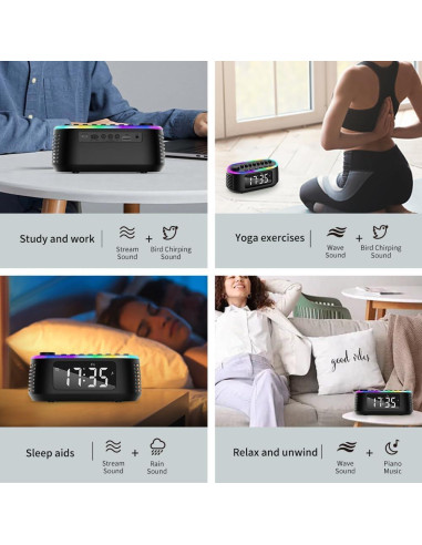 Altavoz Bluetooth CYBORIS T203 con Reloj Despertador y Luz RGB