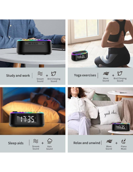 Altavoz Bluetooth CYBORIS T203 con Reloj Despertador y Luz RGB