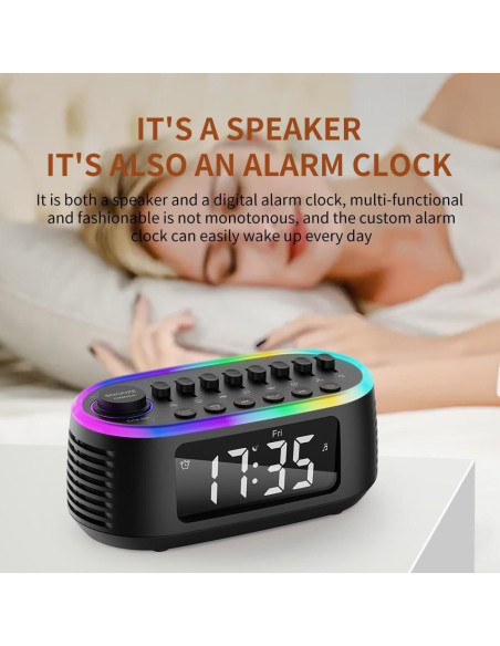 Altavoz Bluetooth CYBORIS T203 con Reloj Despertador y Luz RGB