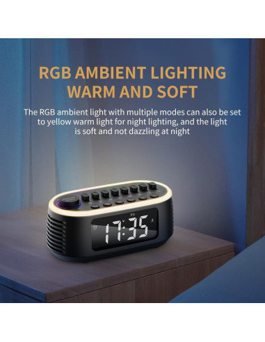 Altavoz Bluetooth CYBORIS T203 con Reloj Despertador y Luz RGB