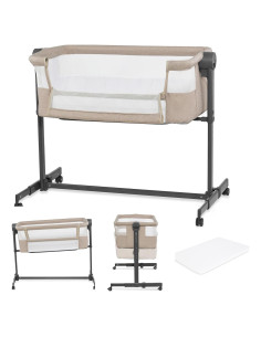 Cuna Lateral 2 en 1 Kinderkraft NESTE UP2 Beige Ajustable