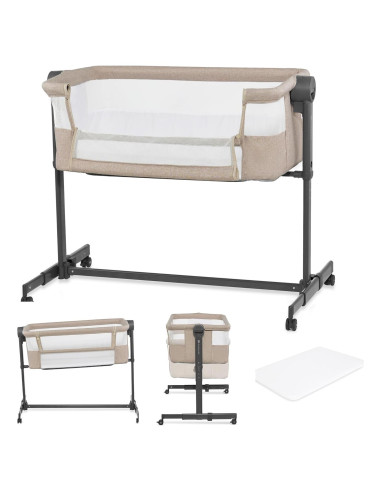 Cuna Lateral 2 en 1 Kinderkraft NESTE UP2 Beige Ajustable