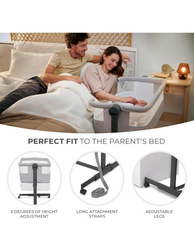 Cuna Lateral 2 en 1 Kinderkraft NESTE UP2 Beige Ajustable