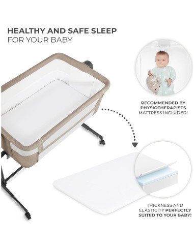 Cuna Lateral 2 en 1 Kinderkraft NESTE UP2 Beige Ajustable
