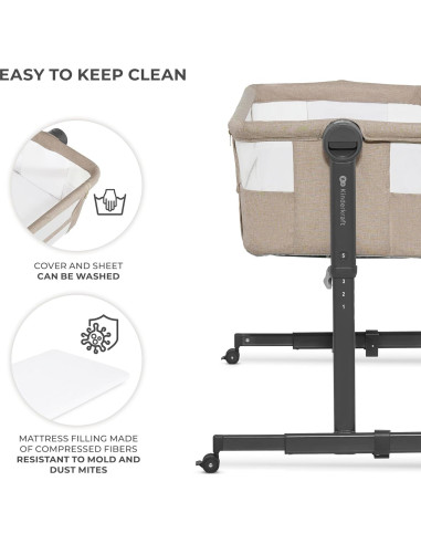 Cuna Lateral 2 en 1 Kinderkraft NESTE UP2 Beige Ajustable