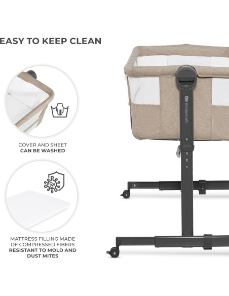 Cuna Lateral 2 en 1 Kinderkraft NESTE UP2 Beige Ajustable