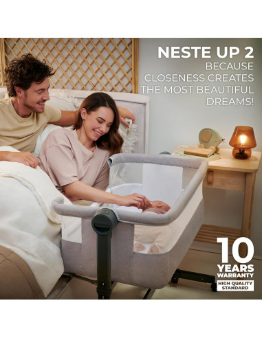 Cuna Lateral 2 en 1 Kinderkraft NESTE UP2 Beige Ajustable