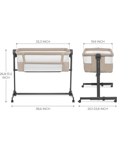 Cuna Lateral 2 en 1 Kinderkraft NESTE UP2 Beige Ajustable