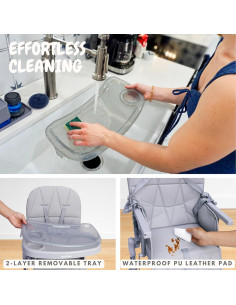 Silla Alta Plegable para Bebés Bicystar con Bandeja Doble y Arnés 2