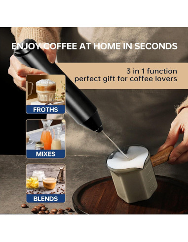 Batidor de Leche Manual Simple Deluxe 10 Pcs Negro