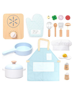 Juego de Cocina de Madera UMU 18 Piezas para Niños 3-5 Años