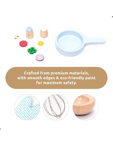 Juego de Cocina de Madera UMU 18 Piezas para Niños 3-5 Años