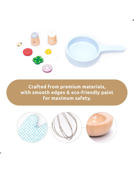 Juego de Cocina de Madera UMU 18 Piezas para Niños 3-5 Años