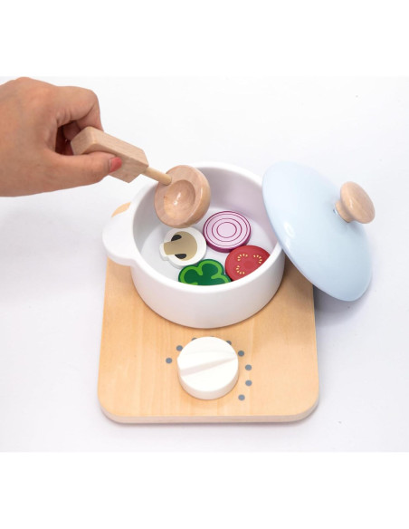Juego de Cocina de Madera UMU 18 Piezas para Niños 3-5 Años