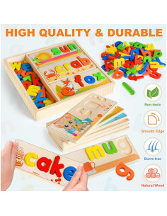 Juguete Educativo de Madera SANANT Alfabeto CVC para Niños 3-5 Años 2