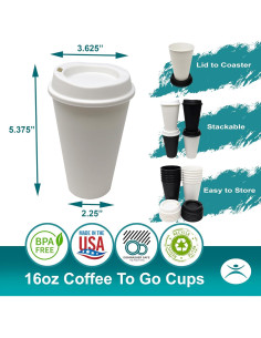 Tazas de café reutilizables 200 Pk Rolling Sands blancas 2