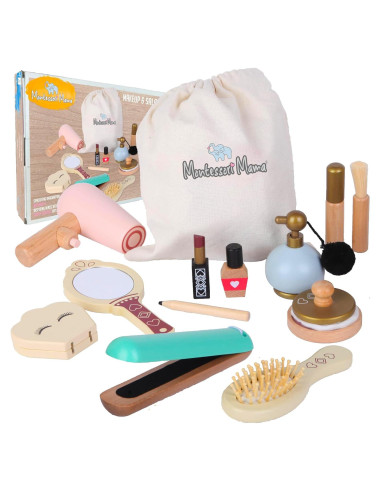 Juego de Maquillaje Montessori Mama - Set de Madera 12 Piezas