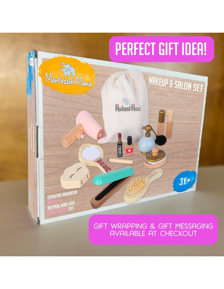 Juego de Maquillaje Montessori Mama - Set de Madera 12 Piezas