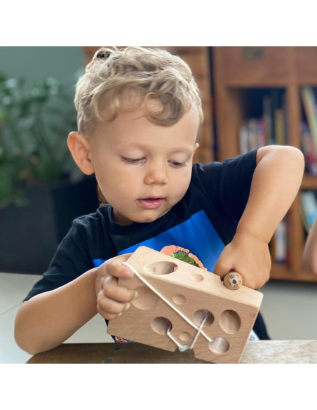 Juguete de Enhebrado de Madera EXTASTICKS Cheesalino Juguete de Enhebrado de Madera EXTASTICKS Cheesalino