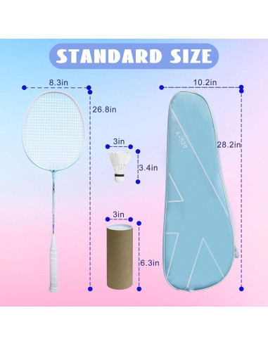 Juego de Raquetas de Bádminton PROMFMOVE K520 con 3 Volantes