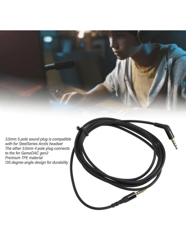 Cable Aux Sanpyl 2m 3.5mm para Auriculares SteelSeries Arctis