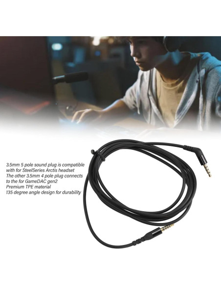 Cable Aux Sanpyl 2m 3.5mm para Auriculares SteelSeries Arctis